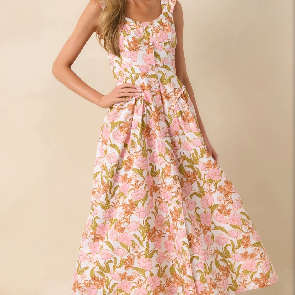 Red Dress Boutique Pink and Green Floral Maxi Dress